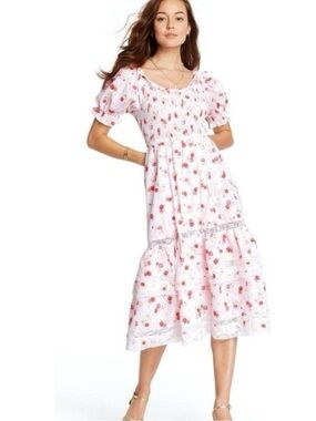 knee length dresses for ladies White Pointelle Knit Bow Midi Dress – self-portrait-US
